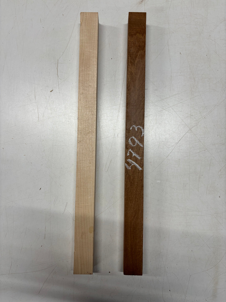 2 Pack, 2 Species, Sapele + Hard Maple Turning Wood Blanks 21-1/2" x 1-1/2" x 1-1/2"#4793