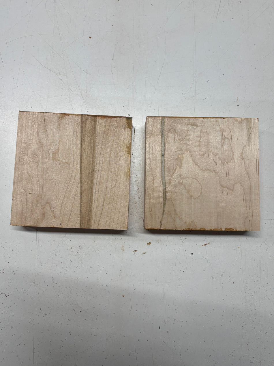2 Pack, 2 Species Hard Maple + Ambrosia Maple Bowl Blanks 7"x7"x1-7/8"#6994