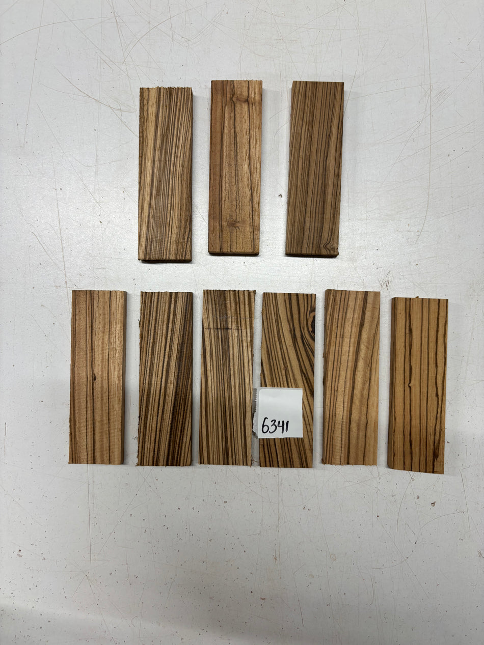 9 Piece, Zebrawood Knife Blanks (UNMATCHED)  5"x1-1/2"x3/8"#6341