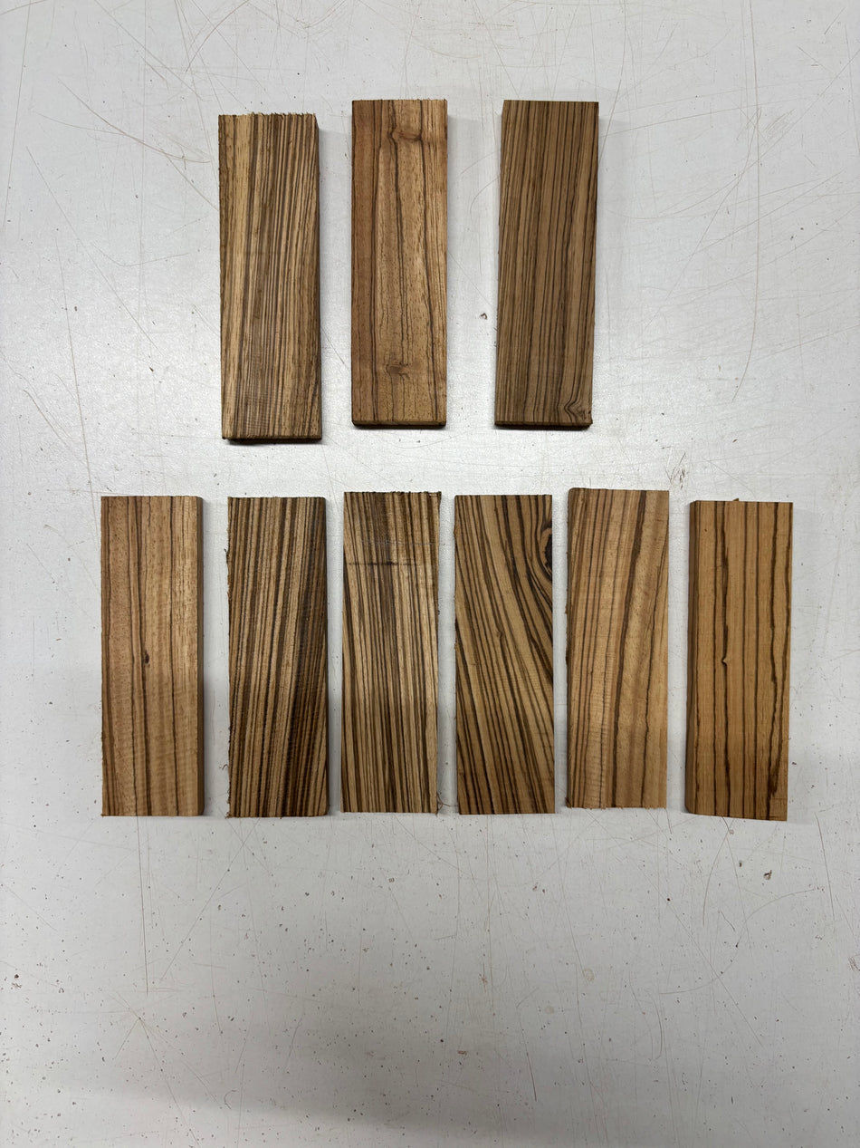 9 Piece, Zebrawood Knife Blanks (UNMATCHED)  5"x1-1/2"x3/8"#6341