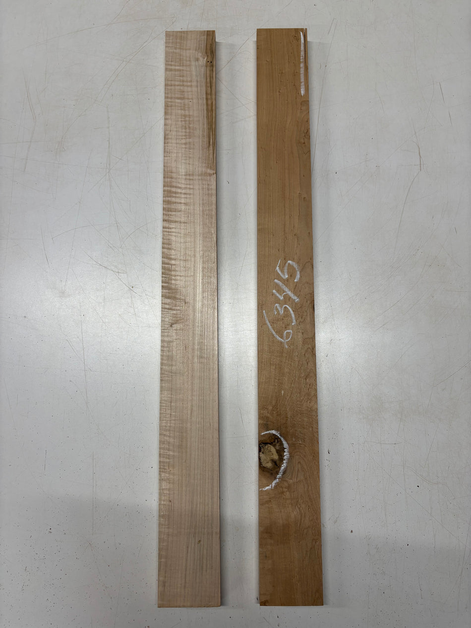 2 Pack, 2 Species Birdseye Maple + Flame Maple Thin Stock Lumber 31"x3"x7/8"#6345