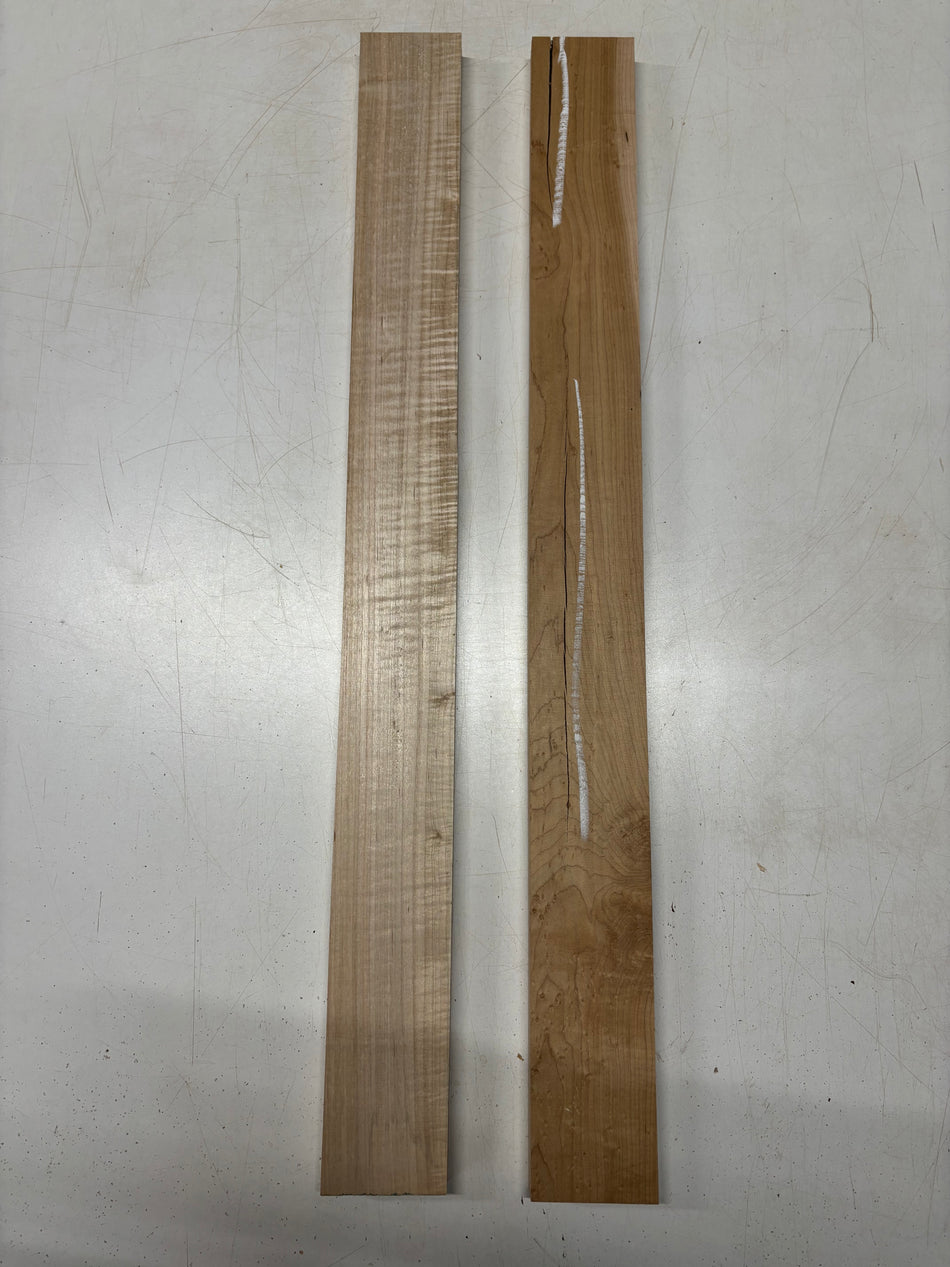 2 Pack, 2 Species Birdseye Maple + Flame Maple Thin Stock Lumber 31"x3"x7/8"#6345
