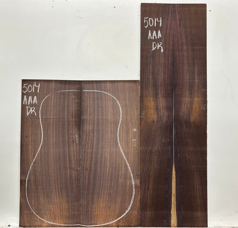 East Indian Rosewood Dreadnought AAA Grade Guitar Back & Side Set #5014 - Exotic Wood Zone