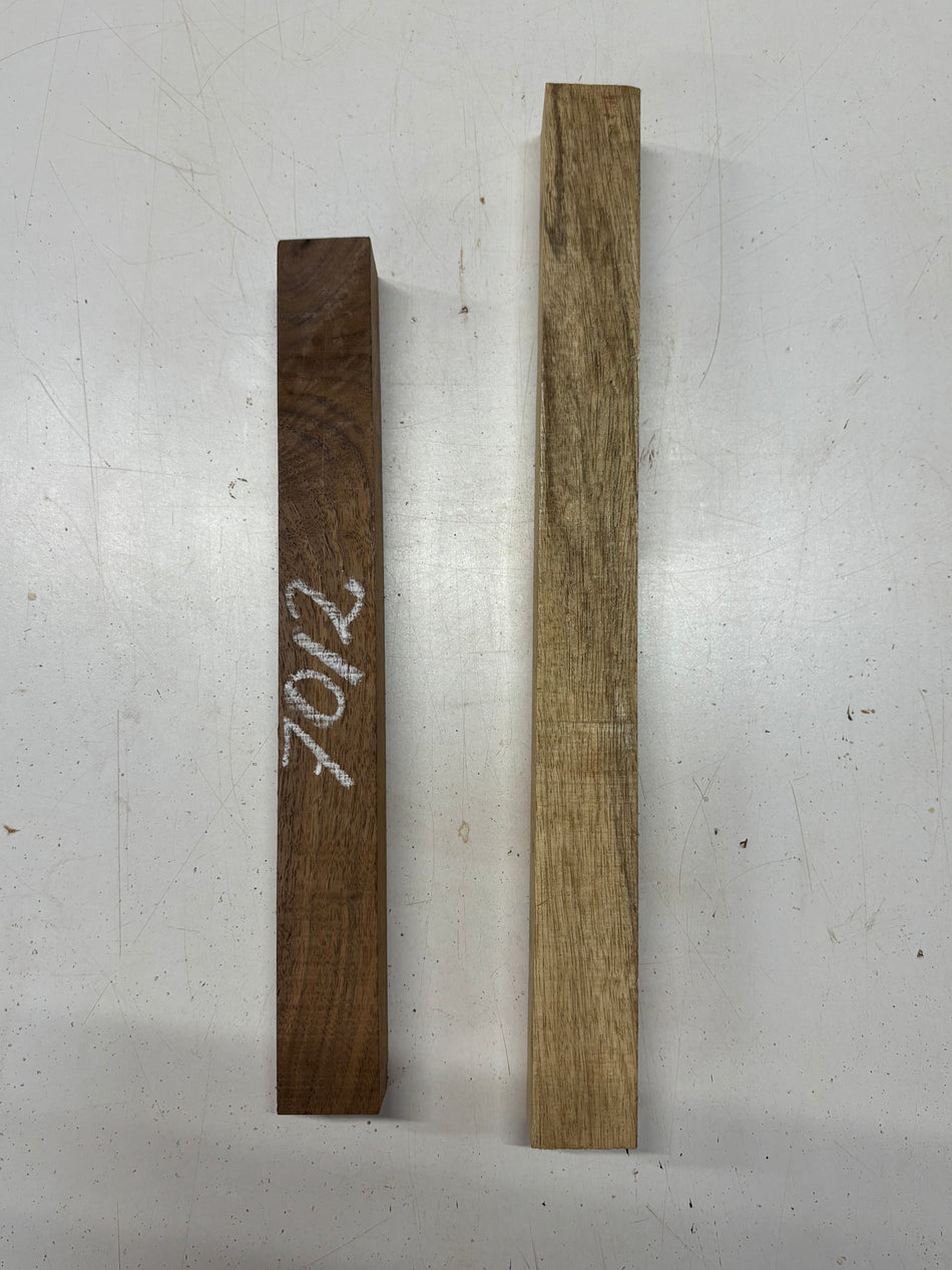 2 Pack, 2 Species Black Walnut + White Limba Turning Wood Blanks   Walnut : 13-1/2"x1-1/2"x1-1/2"  White Limba : 16-1/2"x1-1/2"x1-1/2"#7012