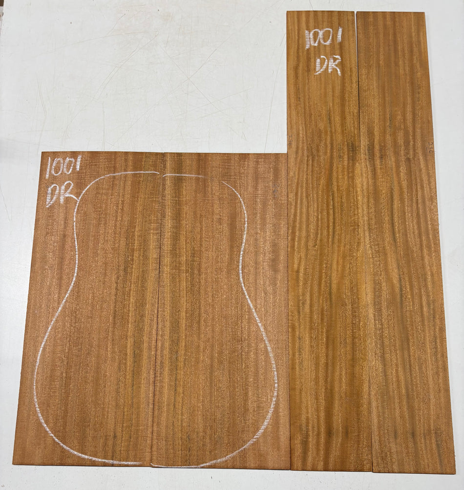 Flame Genuine Mahogany Dreadnought Guitar Back & Side Set #1001