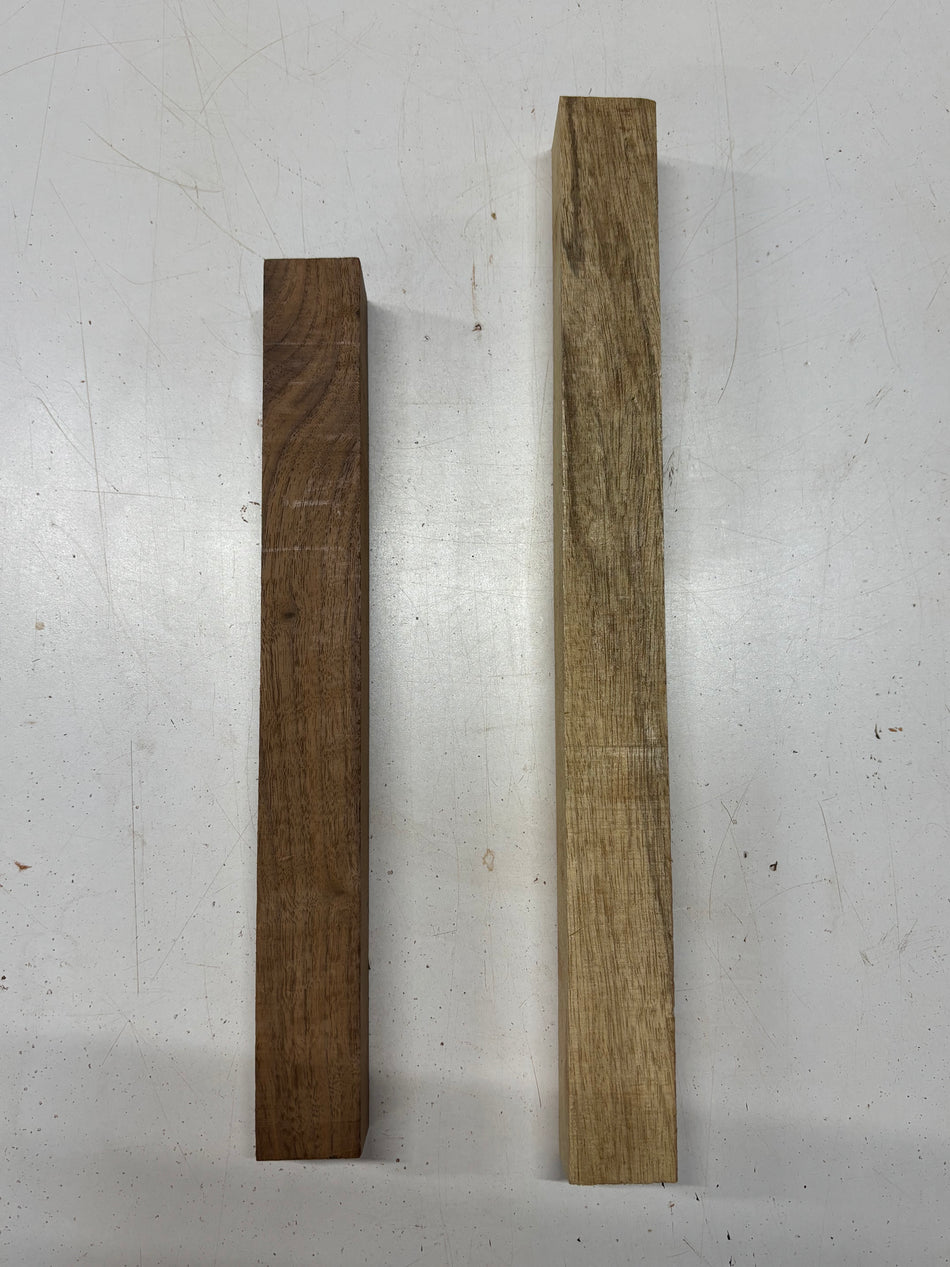 2 Pack, 2 Species Black Walnut + White Limba Turning Wood Blanks   Walnut : 13-1/2"x1-1/2"x1-1/2"  White Limba : 16-1/2"x1-1/2"x1-1/2"#7012