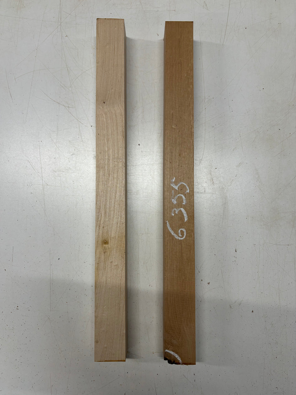 2 Pack, 2 Species Hard Maple + Red Alder Turning Wood Blanks 21"x1-3/4"x1-3/4"#6355