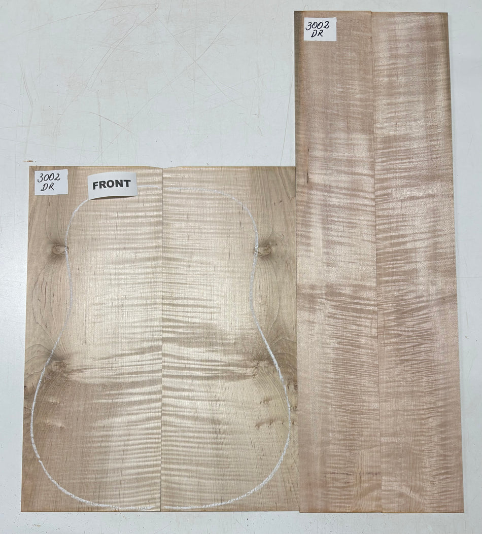 Flame Hard Maple Dreadnought Guitar Back and Side Set  #3002