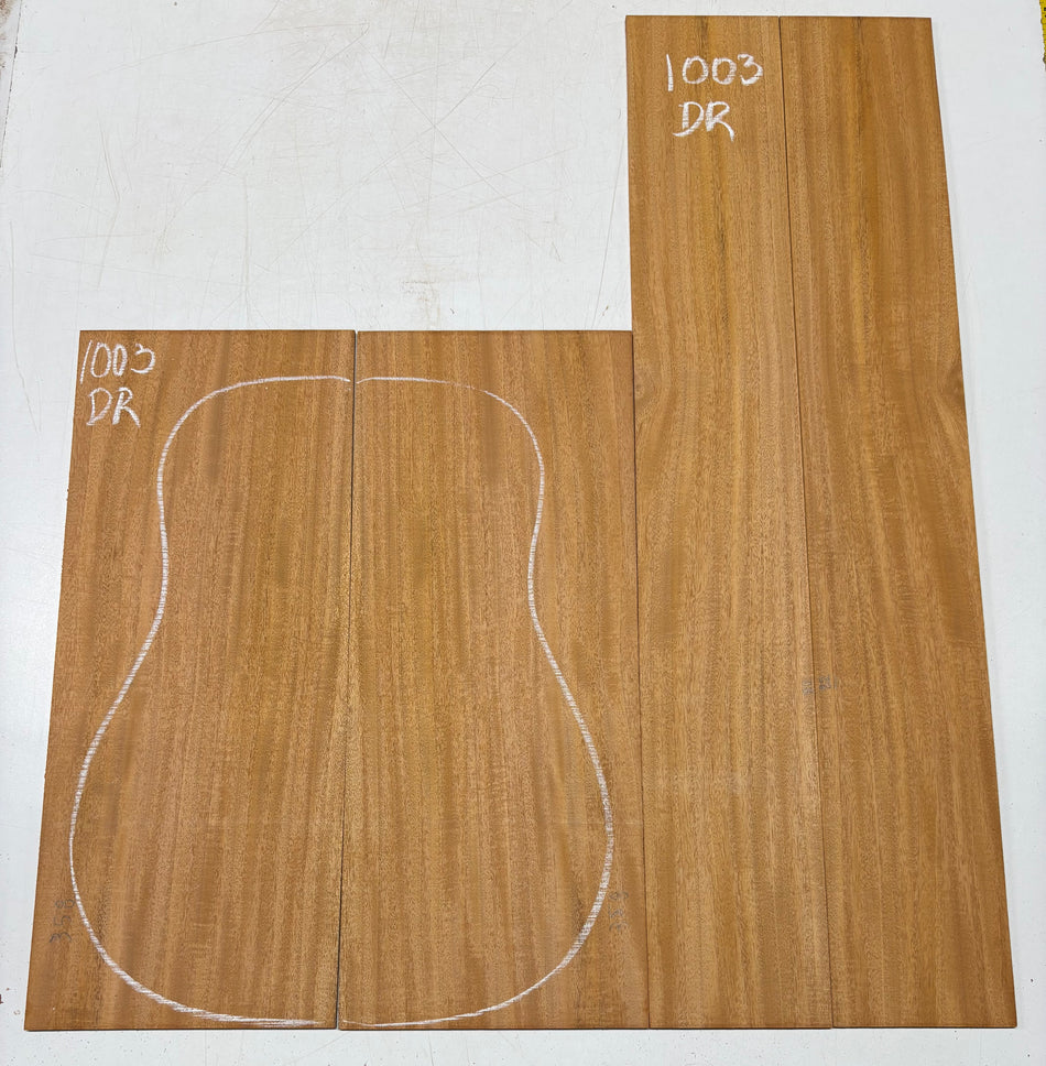 Flame Genuine Mahogany Dreadnought Guitar Back & Side Set #1003