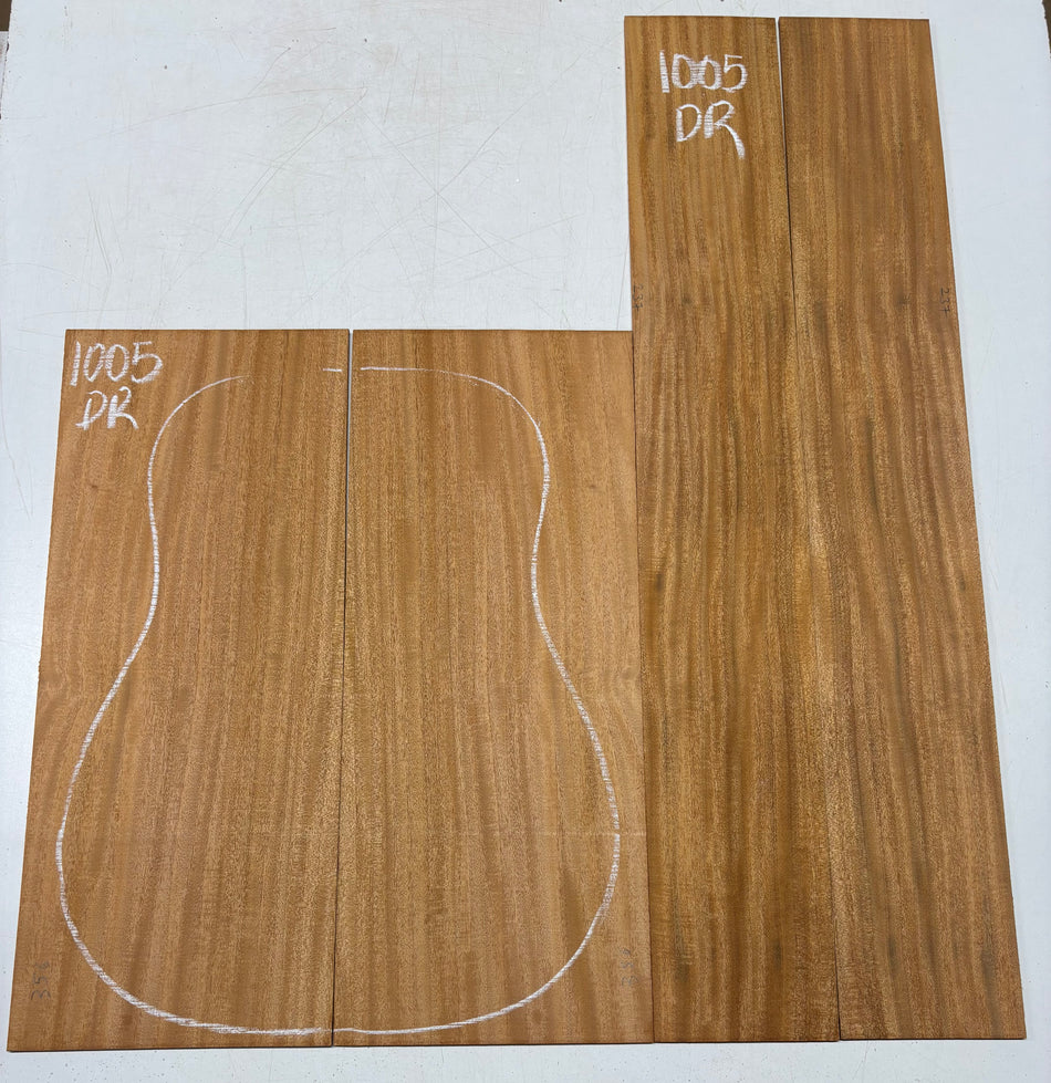 Flame Genuine Mahogany Dreadnought Guitar Back & Side Set #1005