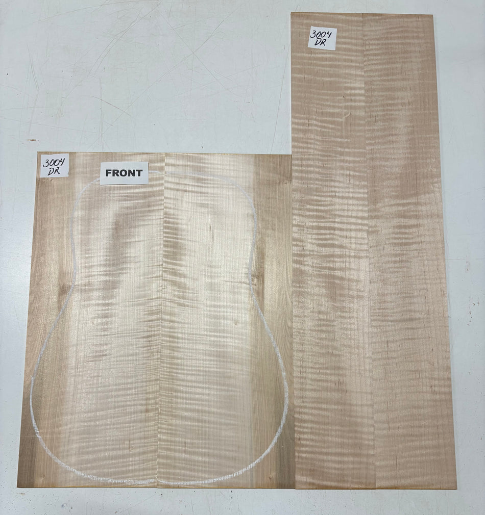 Flame Hard Maple Dreadnought Guitar Back and Side Set  #3004