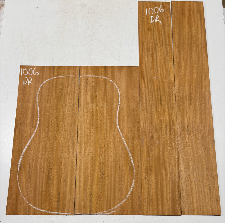 Flame Genuine Mahogany Dreadnought Guitar Back & Side Set #1006