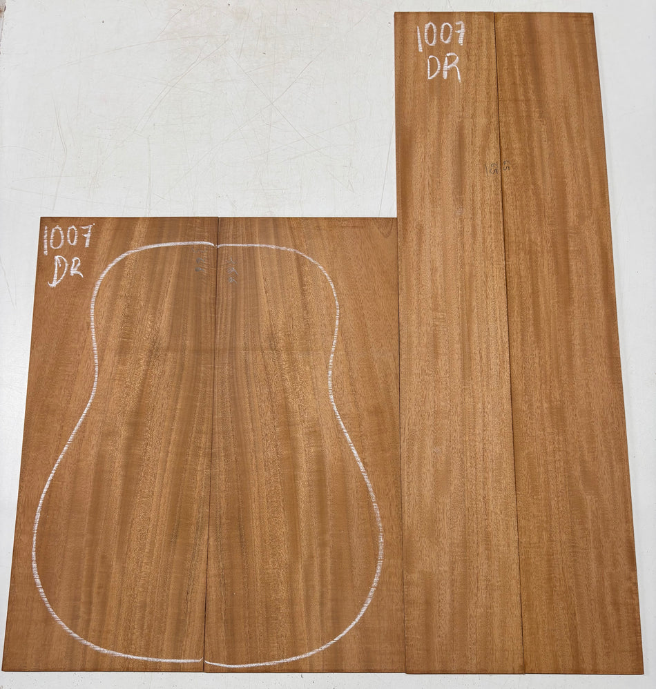 Flame Genuine Mahogany Dreadnought Guitar Back & Side Set #1007