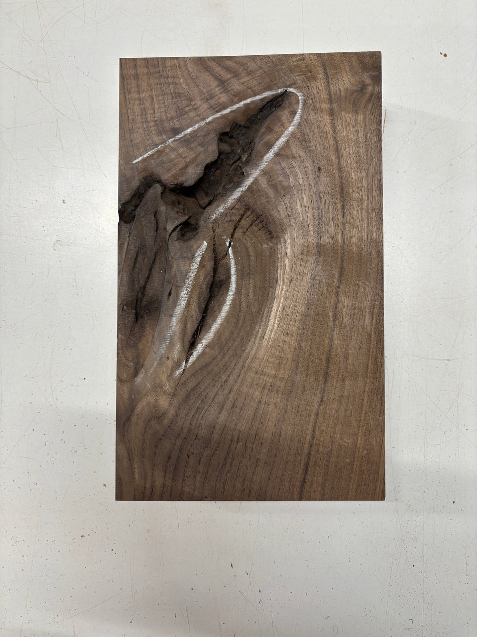 1 Piece, Flame Black Walnut Lumber Board Blank 13"x7-7/8"x2-5/8"#7027