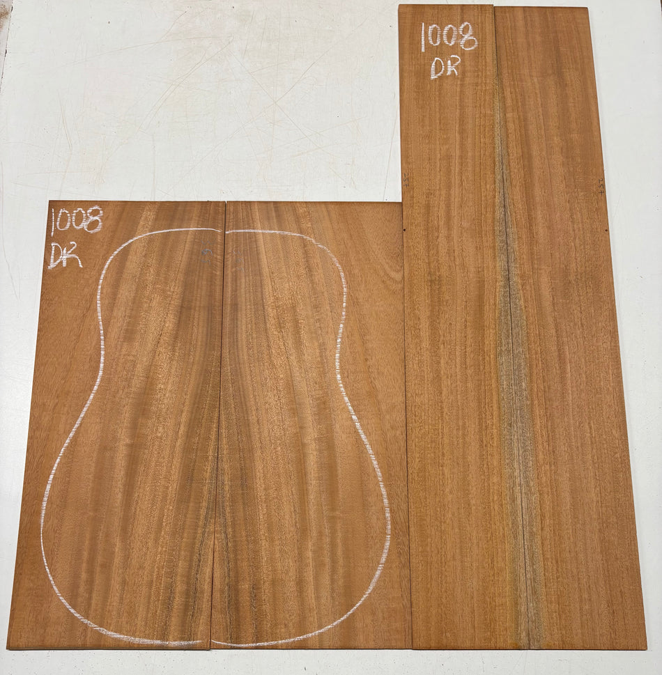 Flame Genuine Mahogany Dreadnought Guitar Back & Side Set #1008