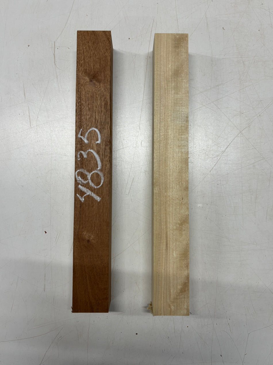 2 Pack, 2 Species, Poplar + Sapele Turning Wood Blanks 16" x 2" x 2"#4835