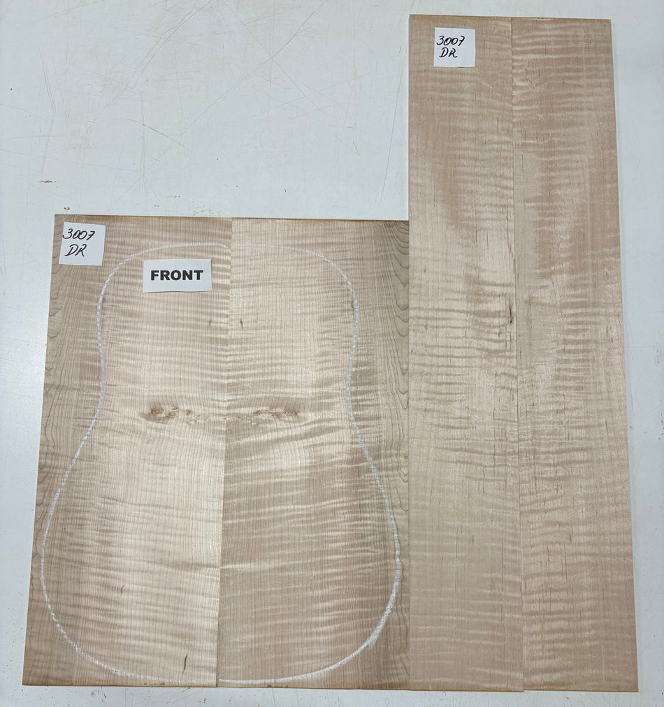 Flame Hard Maple Dreadnought Guitar Back and Side Set  #3007