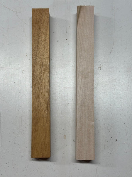 2 Pack, 2 Species Ambrosia Maple + Mahogany Turning Wood Blanks 13"x1-1/2"x1-1/2"#7030 - Exotic Wood Zone