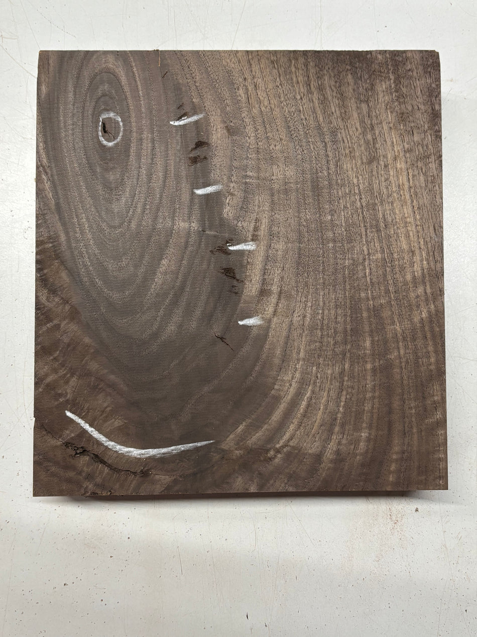 1 Piece, Flame Black Walnut Lumber Board Blank 11-1/2"x10-1/2"x2-3/8"#7031