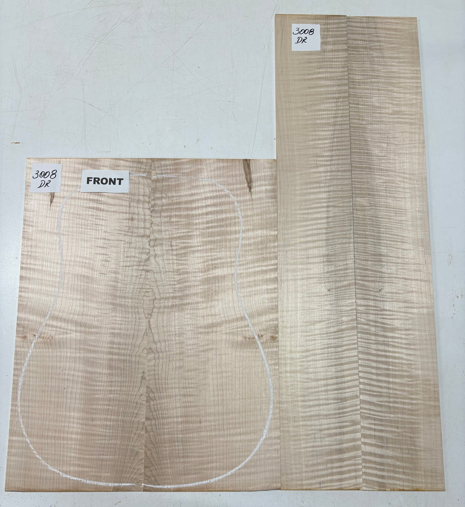 Flame Hard Maple Dreadnought Guitar Back and Side Set  #3008