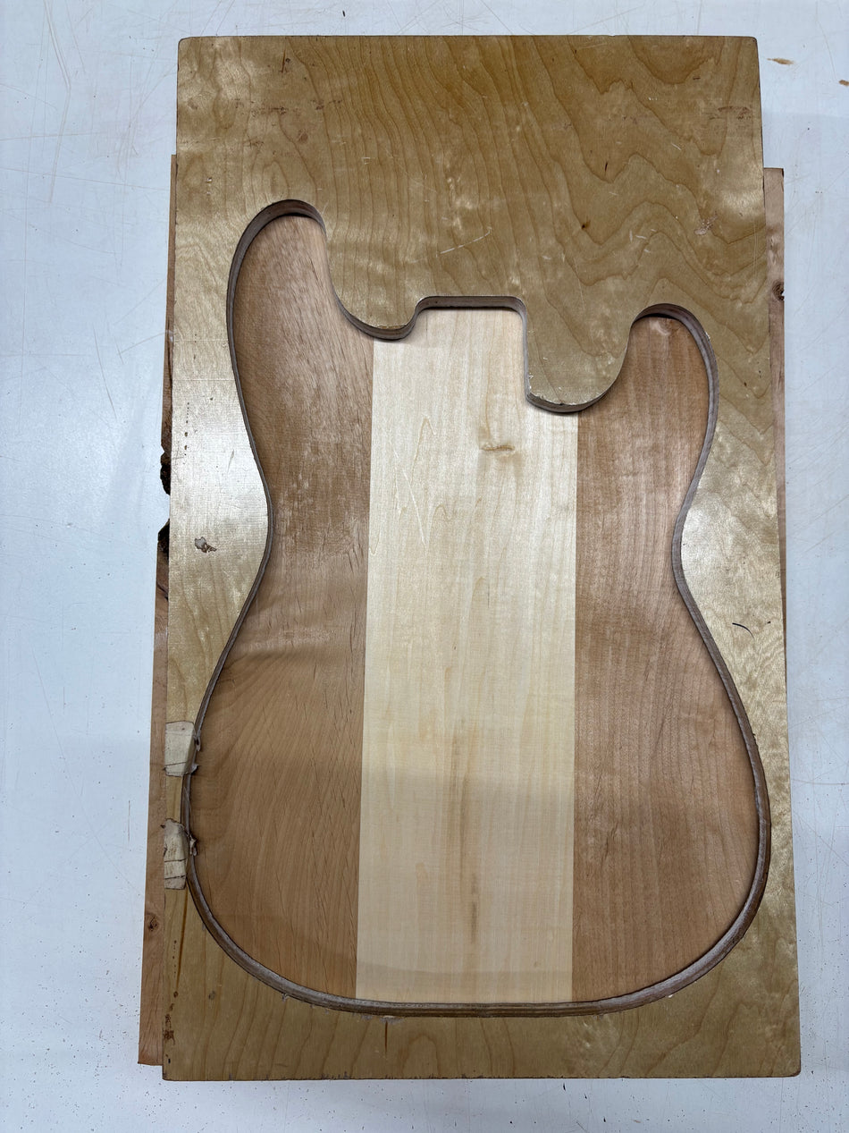 3 Piece Glued, 2 Species Red Alder + Basswood Body Blank  21"x14"x1-3/4"   #6370