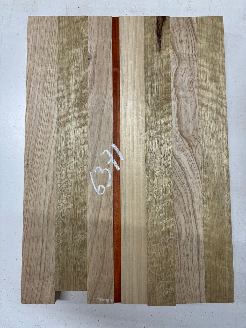 8 Piece, Glued 4 Species White Limba+ Swamp Ash+ Poplar + Padauk Body Blank  20-1/2"x15"x1-7/8"   #6371