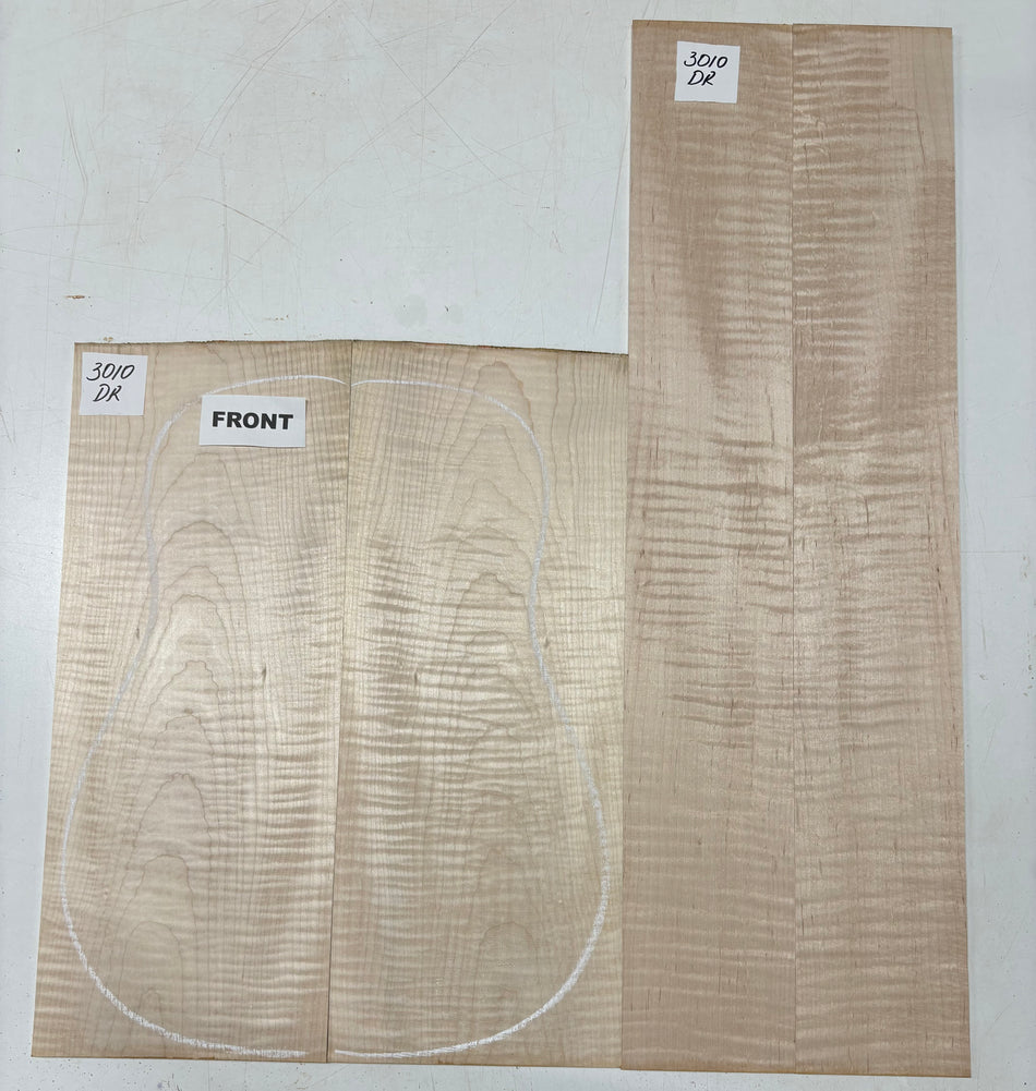 Flame Hard Maple Dreadnought Guitar Back and Side Set  #3010
