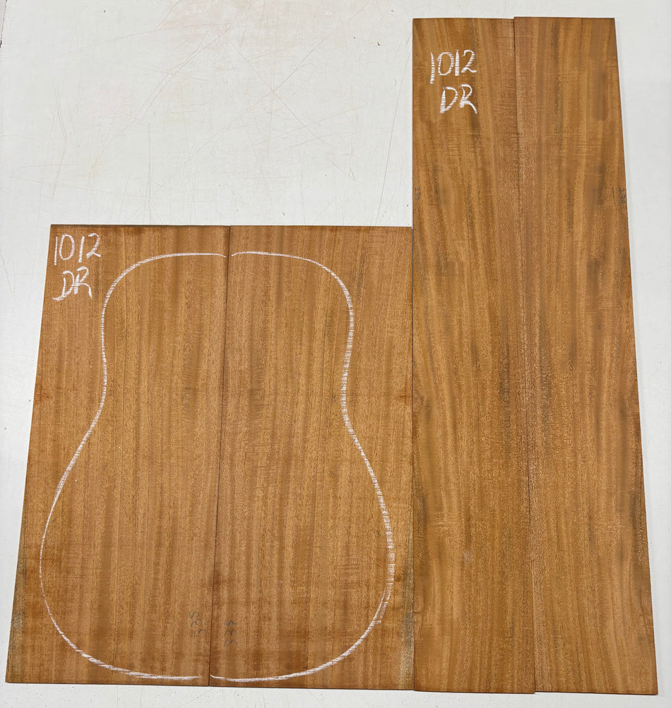 Flame Genuine Mahogany Dreadnought Guitar Back & Side Set #1012