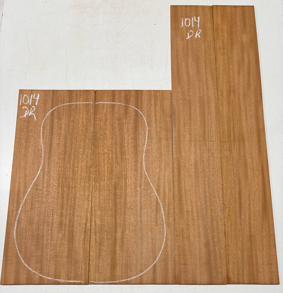 Flame Genuine Mahogany Dreadnought Guitar Back & Side Set #1014