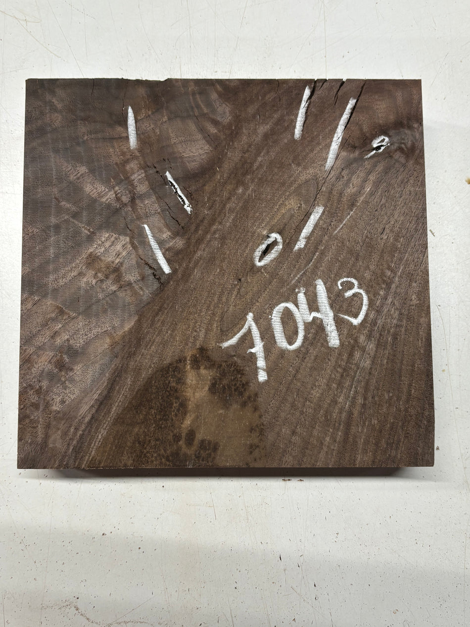1 Piece, Figured Flame Black Walnut Lumber Board Blank 10-1/2"x11"x2-7/8"#7043