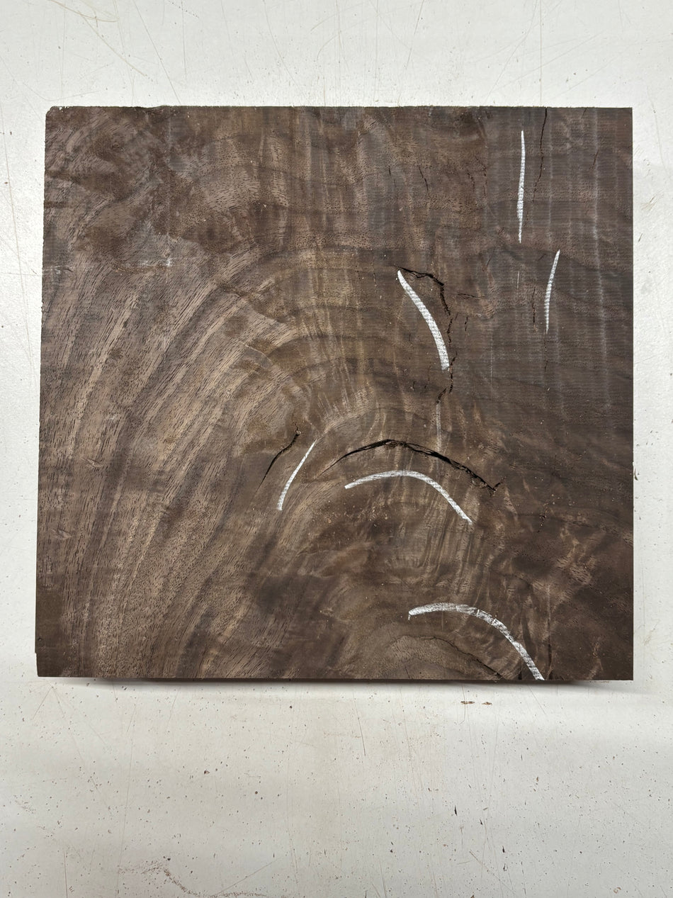 1 Piece, Figured Flame Black Walnut Lumber Board Blank 10-1/2"x11"x2-7/8"#7043