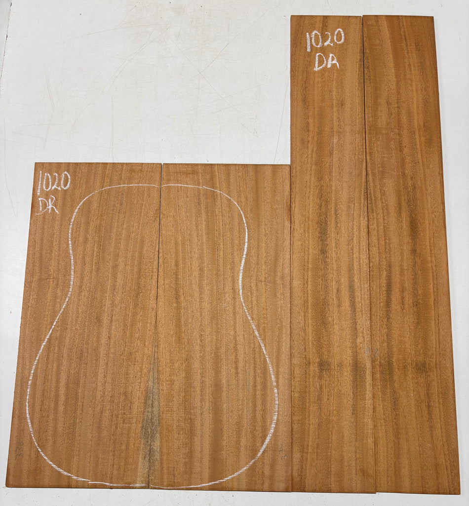Flame Genuine Mahogany Dreadnought Guitar Back & Side Set #1020
