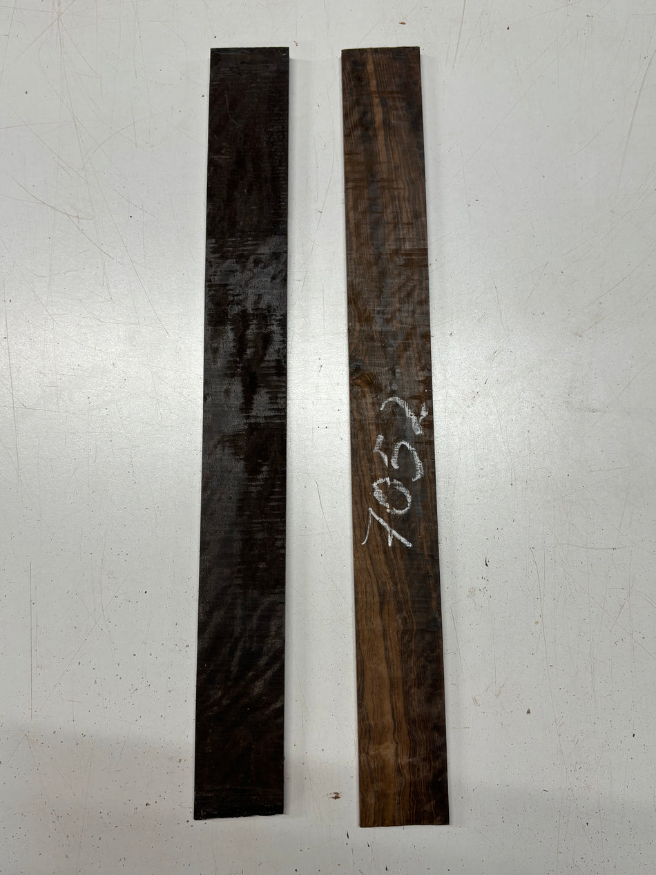 2 Pack, 2 Species crelicam Ebony + Indian Ebony Fingerboard Blanks  Crelicam : 21"x2-1/4"x3/8'  Indian Ebony : 20-3/4"x2-1/4"x3/8"#7052
