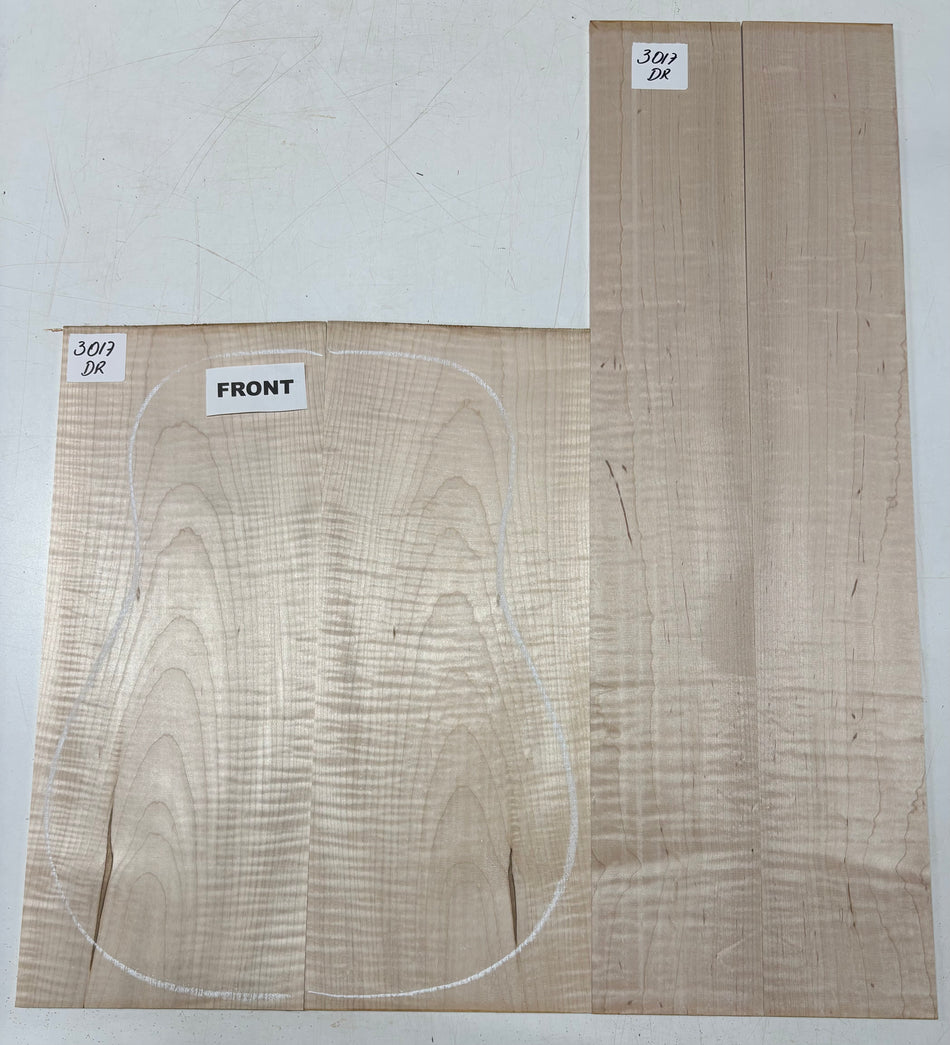 Flame Hard Maple Dreadnought Guitar Back and Side Set  #3017