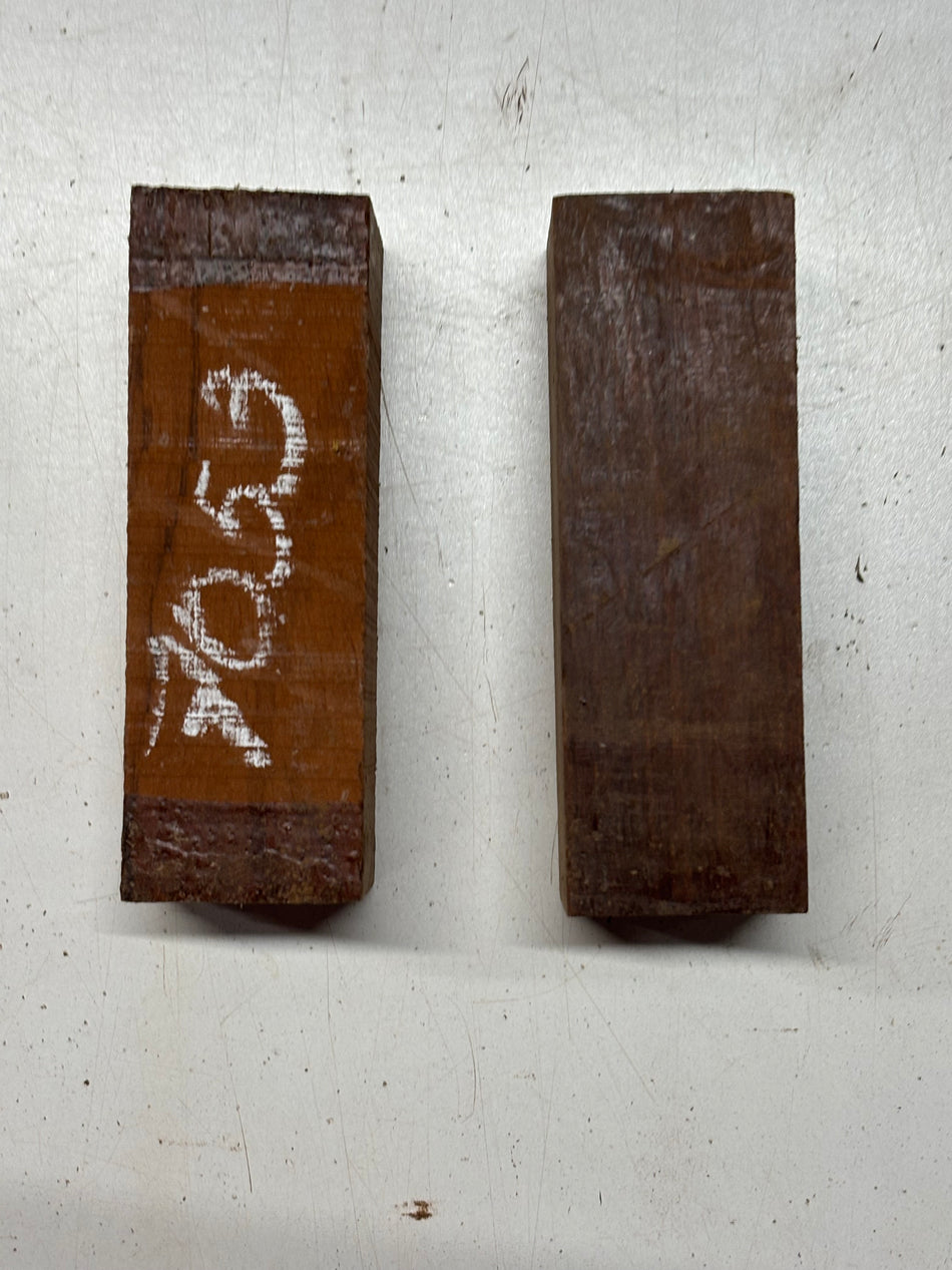 2 Pack, 2 Species Honduras Rosewood + Bubinga Turning Wood Blanks 6"x2"x2"#7053