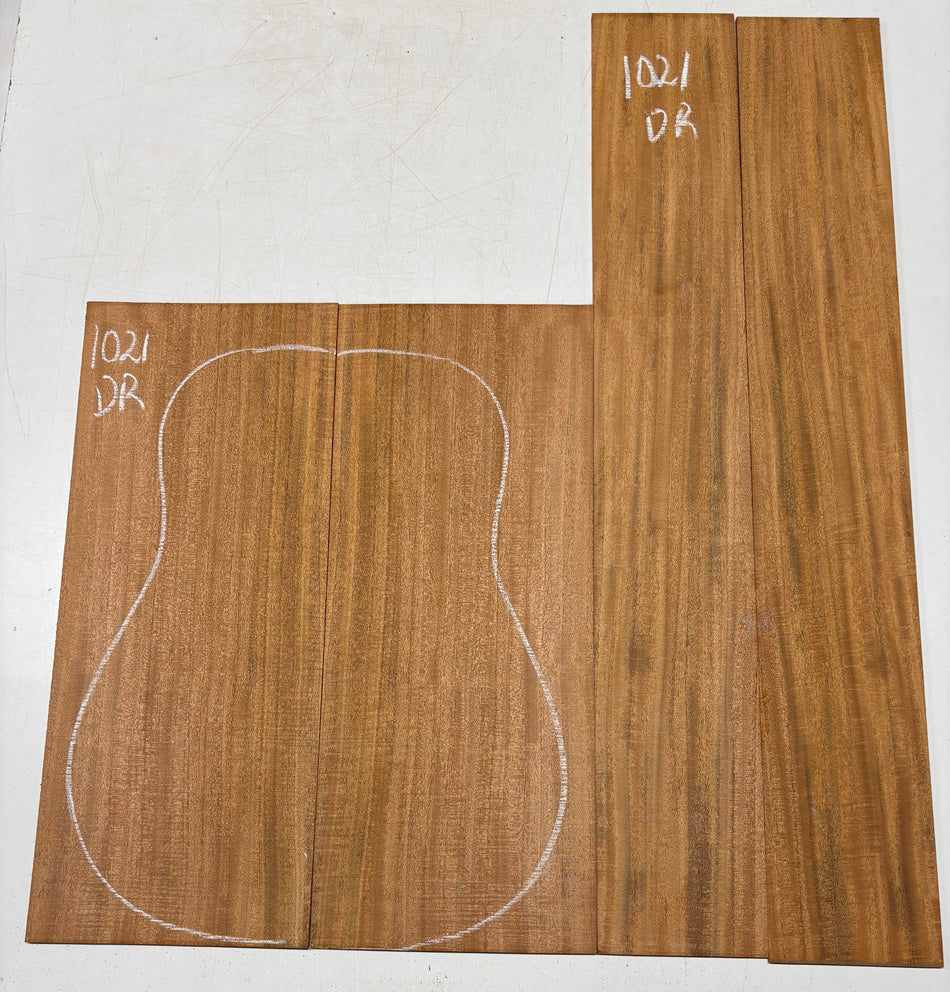 Flame Genuine Mahogany Dreadnought Guitar Back & Side Set #1021