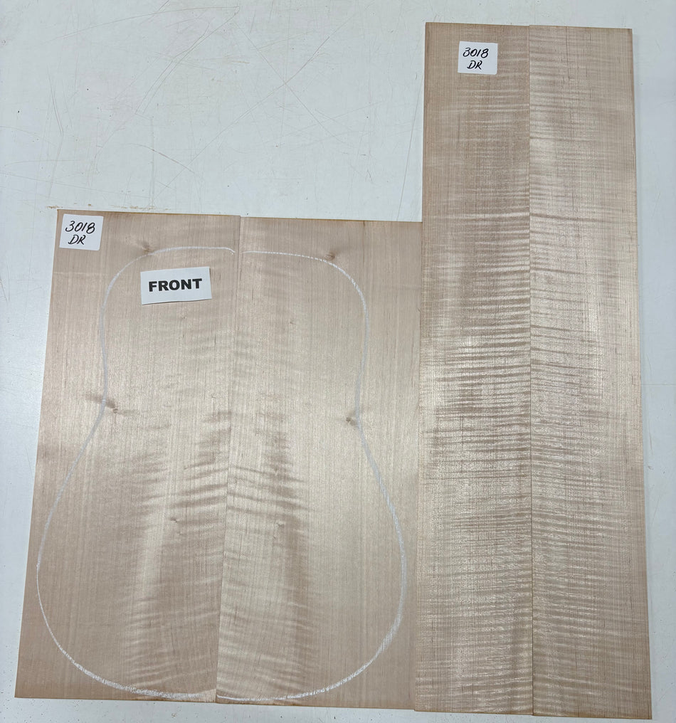 Tapa de arce spalted tostado al fuego, grado AAAA, tallada para guitarra - 20-3/4" x 7-1/2" x 1-1/4" #217