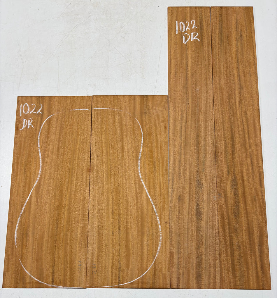 Flame Genuine Mahogany Dreadnought Guitar Back & Side Set #1022