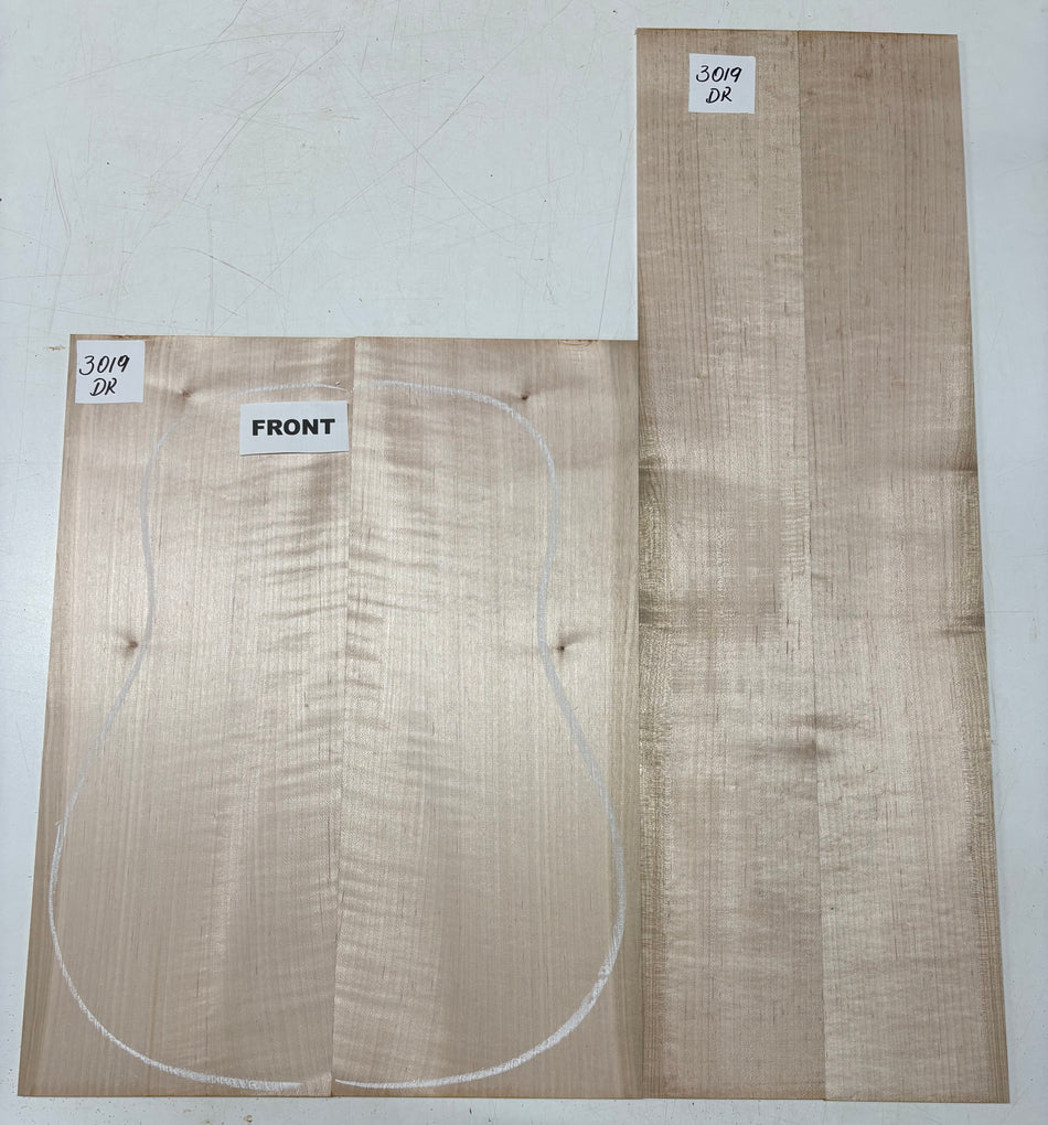 Tapa de arce spalted tostado al fuego, grado AAAA, tallada para guitarra - 20-3/4" x 7-1/2" x 1-1/4" #216