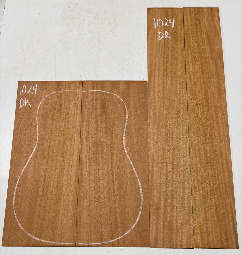 Flame Genuine Mahogany Dreadnought Guitar Back & Side Set #1024