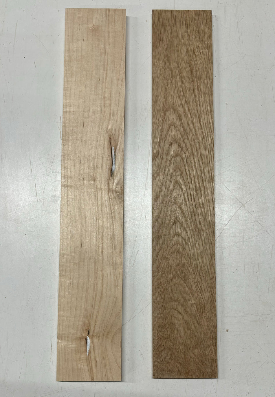 2 Pack, 2 Species, Hard Maple + White Oak Thin Stock Lumber Board Blank | Hard Maple- 24" x 4" x 5/8" White Oak 24" x 4" x 3/8" #2018