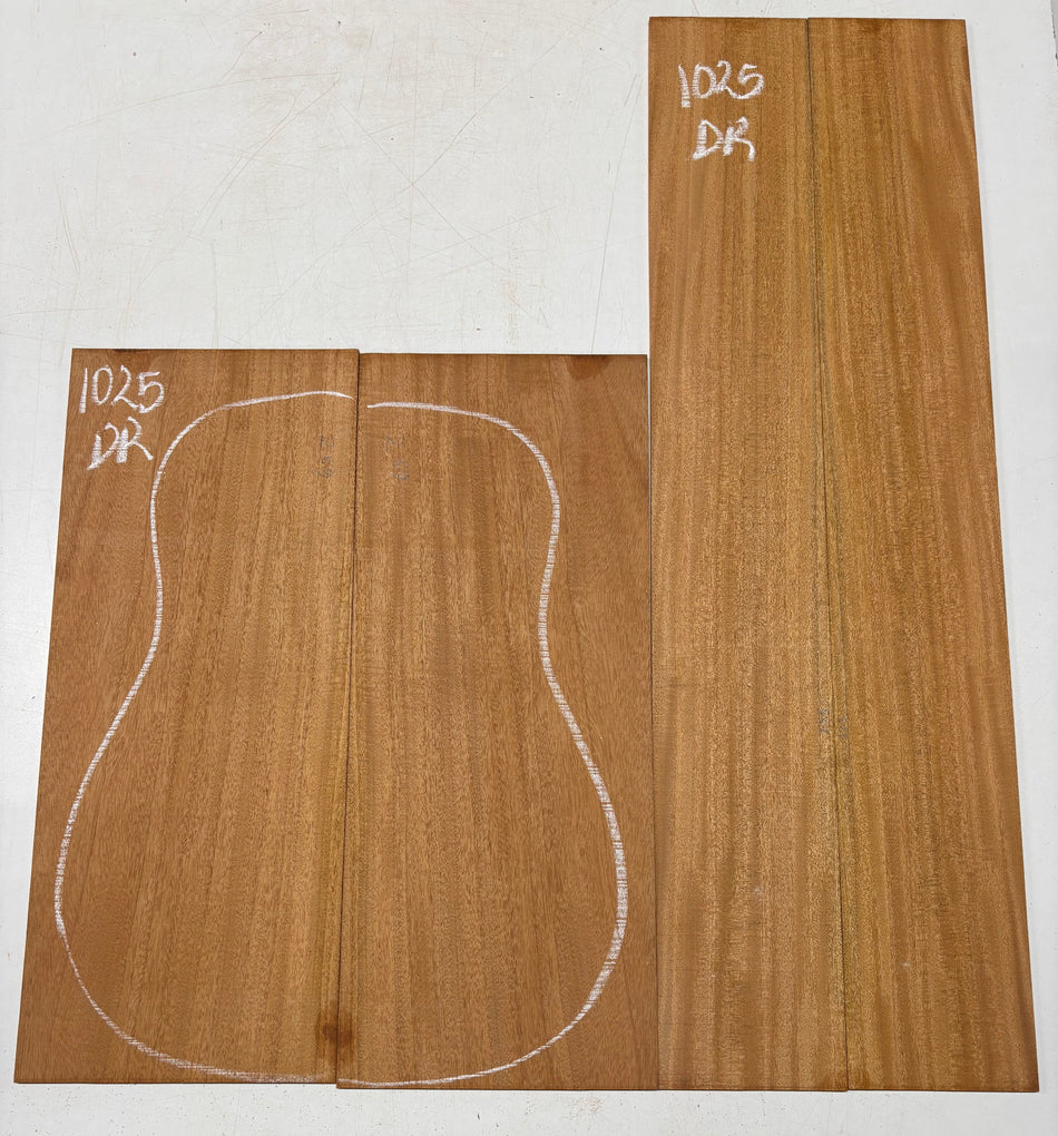 Flame Genuine Mahogany Dreadnought Guitar Back & Side Set #1025