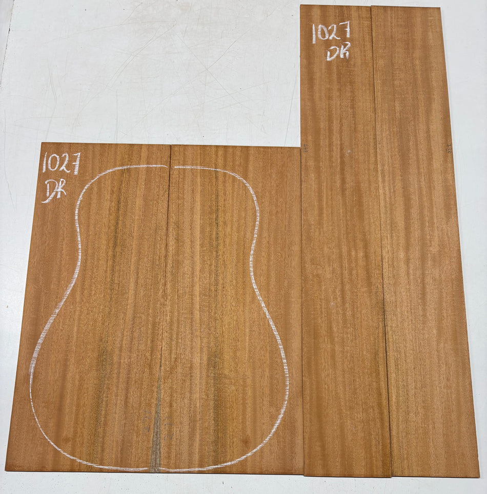 Flame Genuine Mahogany Dreadnought Guitar Back & Side Set #1027