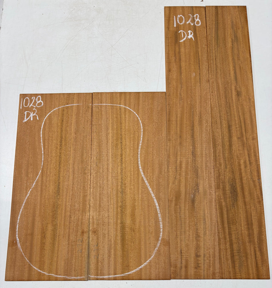 Flame Genuine Mahogany Dreadnought Guitar Back & Side Set #1028