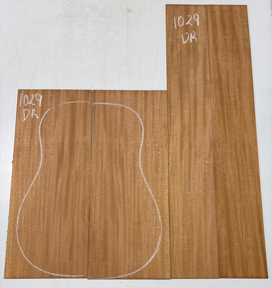 Flame Genuine Mahogany Dreadnought Guitar Back & Side Set #1029