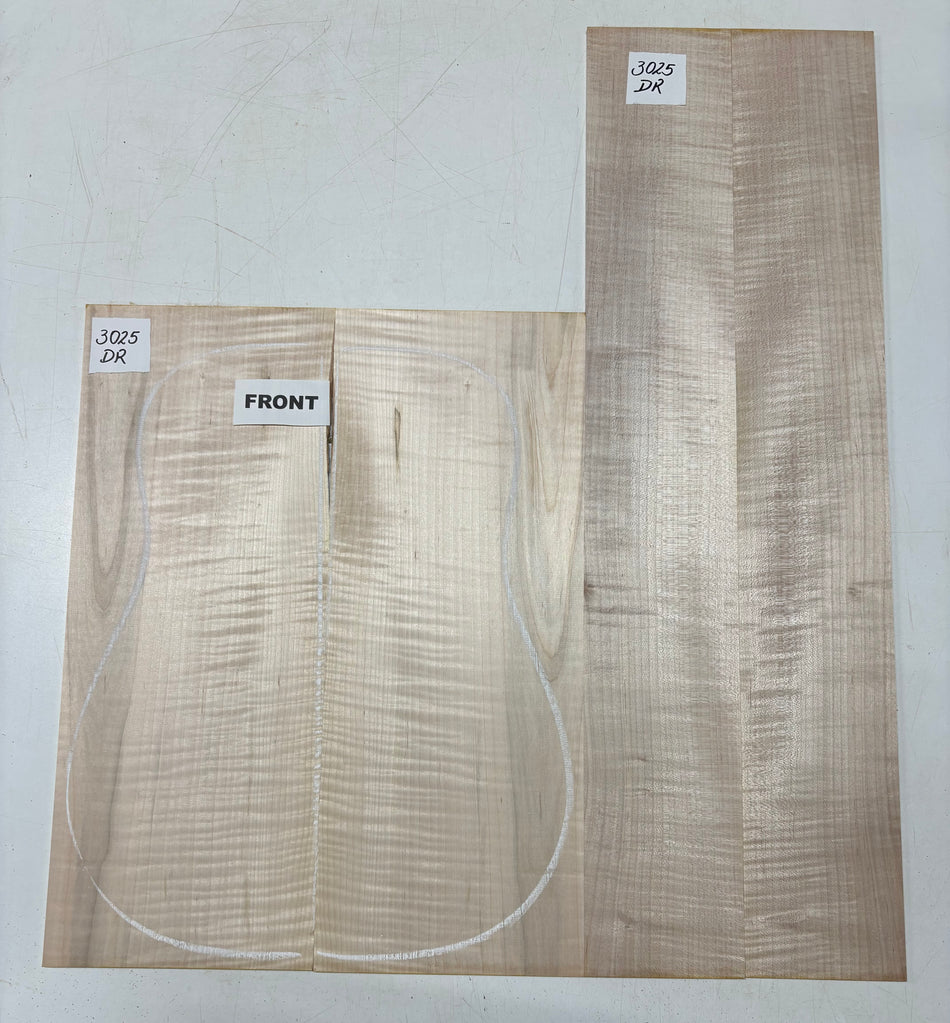 Tapa de arce spalted tostado al fuego, grado AAAA, tallada para guitarra - 20-3/4" x 7-1/2" x 1-1/4" #210