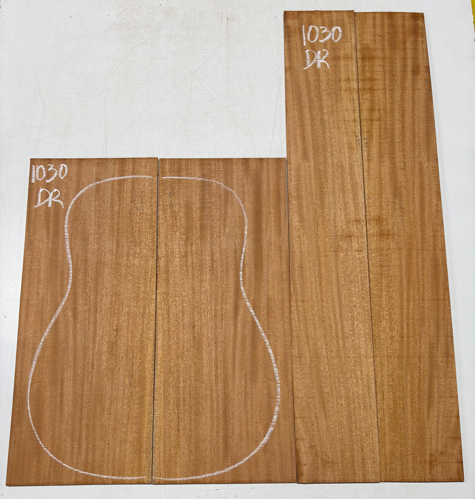 Flame Genuine Mahogany Dreadnought Guitar Back & Side Set #1030