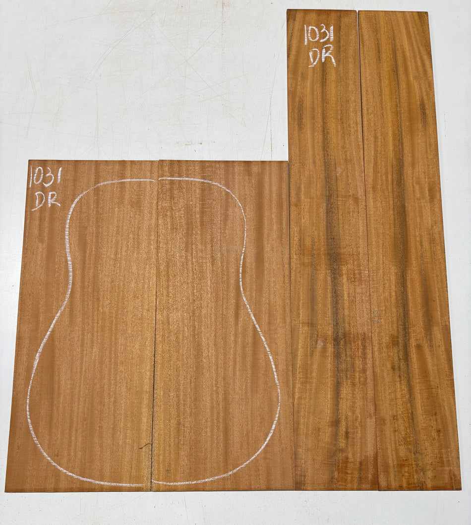 Flame Genuine Mahogany Dreadnought Guitar Back & Side Set #1031