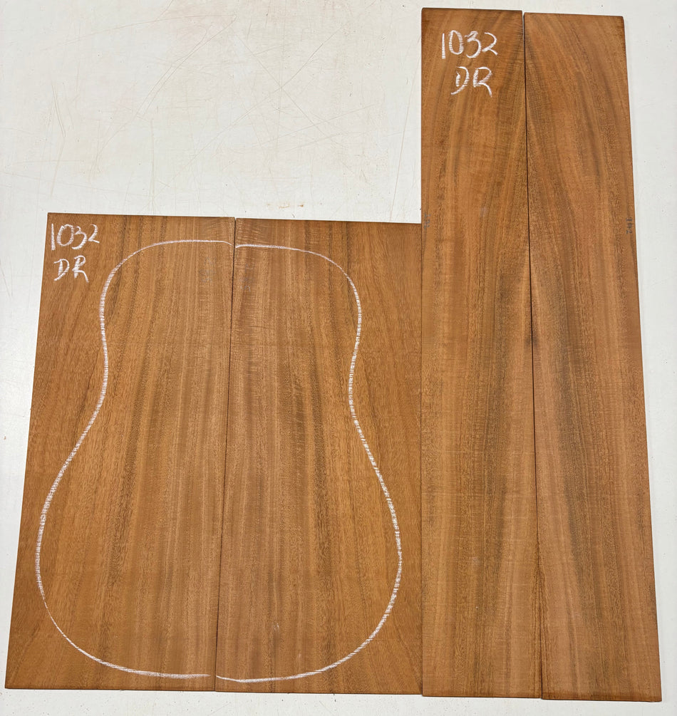 Flame Genuine Mahogany Dreadnought Guitar Back & Side Set #1032