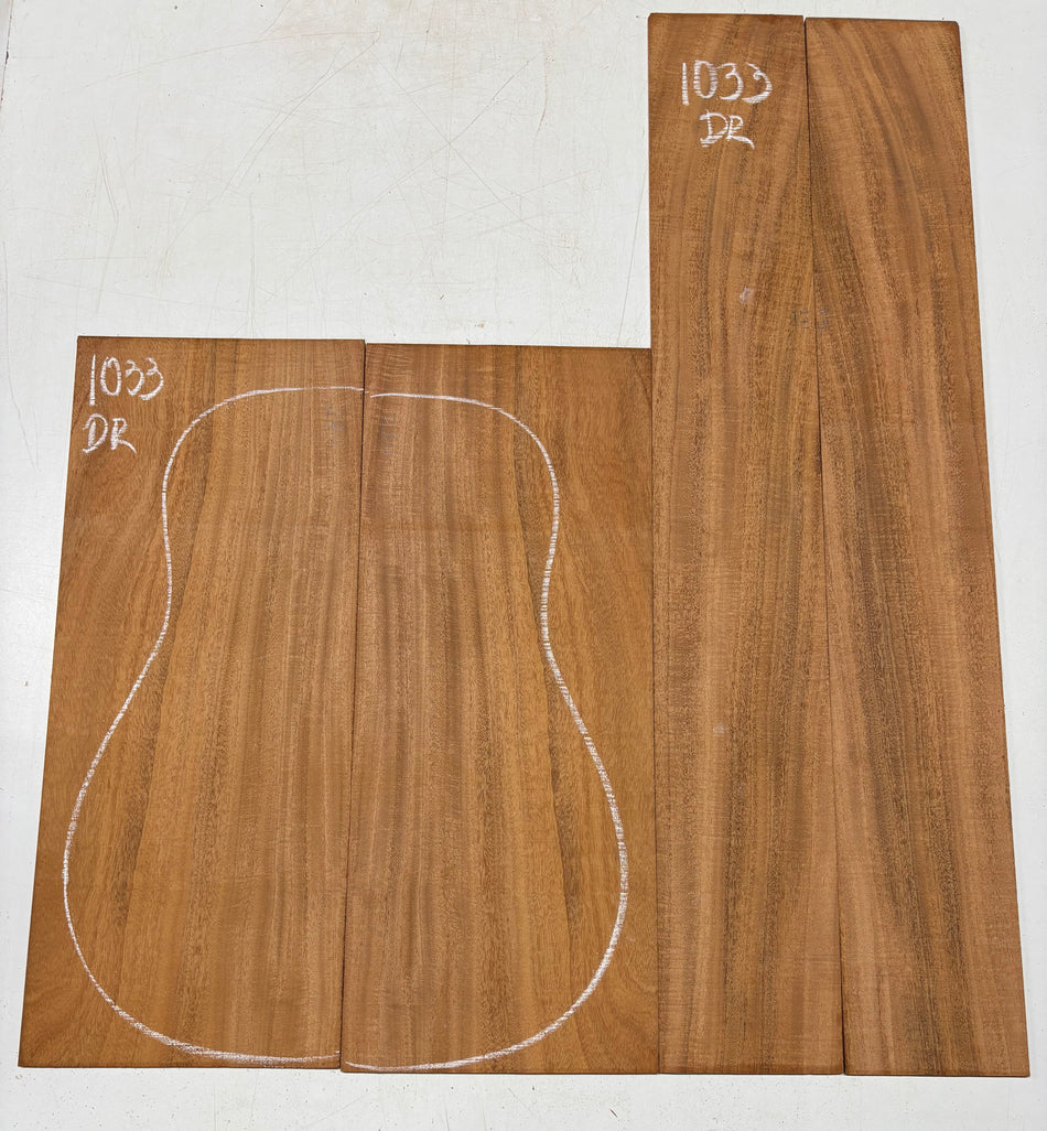 Flame Genuine Mahogany Dreadnought Guitar Back & Side Set #1033